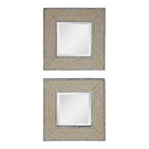 Set of 2 Rust Oval Sterling 53-8503 Iron Holder Mirrors on Rope