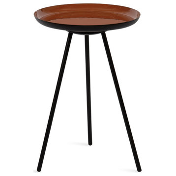 Laranya Round Metal Side Table, Red/Black 15x15x22.5