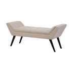 Tamblin Beige Linen Fabric Upholstered Grid-Tufting 50" Bench