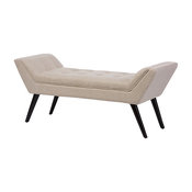 Tamblin Modern Retro Grid Tufted Bench, Dark Beige