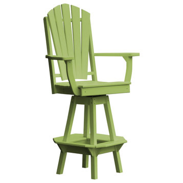 Poly Lumber Adirondack Swivel Bar Chair with Arms, Tropical Lime