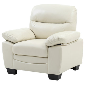 Rolando Faux Leather Chair, Pearl
