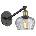 Innovations Lighting - Innovations 317-1W-BAB-G92 1-Light Sconce, Black Antique Brass - Innovations 317-1W-BAB-G92 1-Light Sconce Black Antique Brass. Collection: Ballston. Style: Art Nouveau, Industrial, Restoration-Vintage, Transitional. Metal Finish: Black Antique Brass. Metal Finish (Canopy/Backplate): Black Antique Brass. Material: Steel, Cast Brass, Glass. Dimension(in): 11. 25(H) x 6. 5(W) x 13. 25(Ext). Bulb: (1)60W Medium Base,Dimmable(Not Included). Maximum Wattage Per Socket: 100. Voltage: 120. Color Temperature (Kelvin): 2200. CRI: 99. 9. Lumens: 220. Glass Shade Description: Clear Fenton. Glass or Metal Shade Color: Clear. Shade Material: Glass. Glass Type: Transparent; Ribbed. Shade Shape: Bowl. Shade Dimension(in): 6. 5(W) x 4. 5(H). Fitter Measurement (Glass Or Metal Shade Fitter Size): Neckless with a 2. 125 inch Hole. Backplate Dimension(in): 5. 3(Dia) x 0. 75(Depth). ADA Compliant: No. California Proposition 65 Warning Required: Yes. UL and ETL Certification: Damp Location.