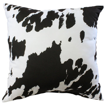 Cow Print Decorative Pillow, 16x16, Dark Brown