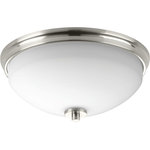 Progress Lighting - Progress Lighting 2-60W Medium Flush Mount, Brushed Nickel - Replay features a linear form that provides a pleasingly elegant accent to your home. A sleek, metallic finish is complemented by white glass diffusers for a clean, modern silhouette. Uses Two 60 W Medium Base bulbs (not included).