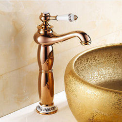 New European Style Mixer Bathroom Sink Faucet High version Rose Gold T1120A - Bathroom Sink Faucets