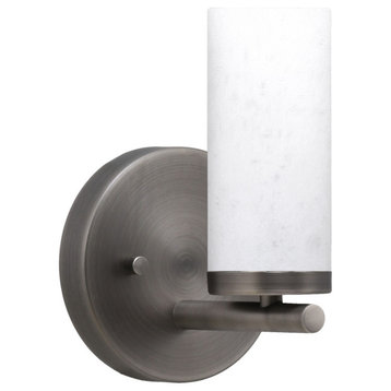 Trinity 1 Light Wall Sconce, Graphite Finish With 2.5" White Muslin Glass