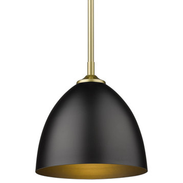 Zoey Small Pendant, Olympic Gold With Matte Black Shade