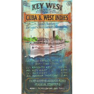 Key West Charters Vintage Wooden Sign, 15"x26"
