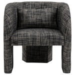 Meridian Furniture - Sawyer Beige Weaved Polyester Fabric Accent Chair, Black, Weaved Fabric - Give guests the best seat in the house when you seat them in this Sawyer weaved fabric accent hair. The boxy look of this chair is an instant attention-getter and makes it an ideal addition to your modern or contemporary decorative setting. The rich black polyester fabric features a woven design for added textural appeal and beauty, and the chair comes with an additional pillow to help support your back and lumbar region.
