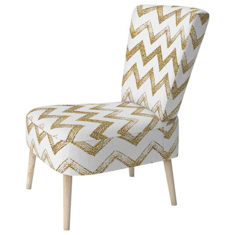 Gold Zigzag Chevron Chair, Side Chair