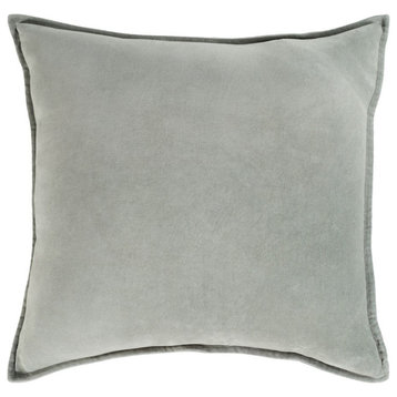 Cotton Velvet by Surya Pillow Cover, Medium Gray, 22' x 22'
