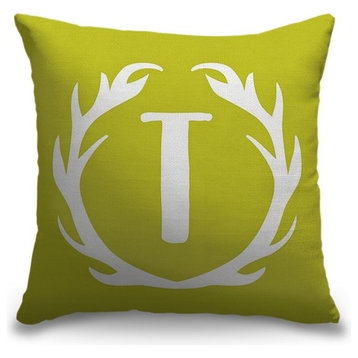 "Letter T - Grunge Antlers" Pillow 20"x20"