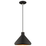 Livex Lighting - Livex Lighting 41178-04 Metal Shade - 10.5" One Light Mini Pendant - Uncover a retro trend with this versatile cone penMetal Shade 10.5" On Black Black Metal/Go *UL Approved: YES Energy Star Qualified: n/a ADA Certified: n/a  *Number of Lights: Lamp: 1-*Wattage:60w Medium Base bulb(s) *Bulb Included:No *Bulb Type:Medium Base *Finish Type:Black