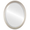 Saratoga Framed Oval Mirror in Silver Leaf with Brown Antique, 21"x25"