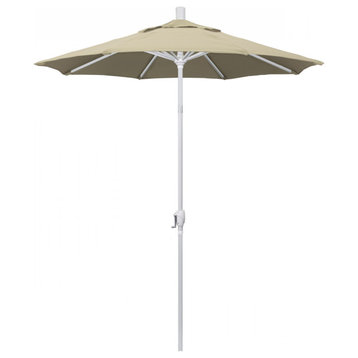 6ft. Matted White Aluminum Market Umbrella Push Button Tilt Antq Beige Sunbrella