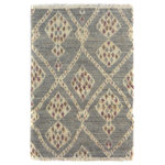 Bareens Designer Rugs - Tribal Moroccan Quintin Gray/Ivory Wool Rug - 3'10'' x 6'1'' - Hand knotted from finest quality wool, this stunning fashionable handmade Moroccan rug also known as a shag rug is crafted by skilled artisans with trendy and elegant design and sophisticated modern pattern creating a compelling focal point in any living area. The Moroccan rug featuring a stunning global inspired design that endure at the forefront of contemporary trend. The meticulously plush pile constructed in great quality wool, features luxurious texture and appearance adding softness, warmth and comfort to any room.