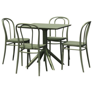 Victor Patio Dining Set With 4 Chairs Olive Green