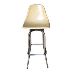 Midcentury Eames Style Fiberglass Shell Swivel Bar Stool - Theater Seating
