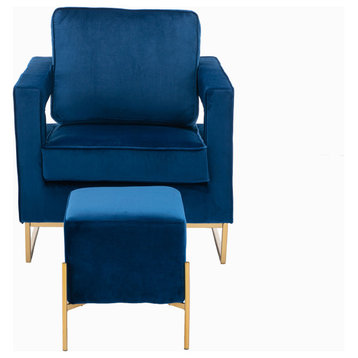 Larenta Arm Chair and Ottoman, Blue