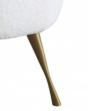 White Nube Faux Sheepskin Fur Bench (2-3 Seater Bedroom Bench)