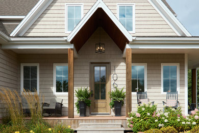 Example of a transitional exterior home design in Other