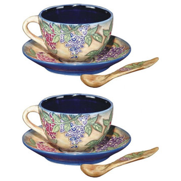 Dale Tiffany PC19033 Grape Vine - 2.75 Inch 2-Piece Hand Painted Pcelain Cup A