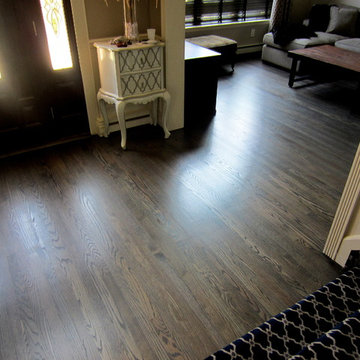 NESCONSET: RED OAK REFINISHED WITH DRIFTWOOD STAIN + 3 COATS TRAFFIC HD SATIN