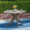 GDF Studio Stanford Outdoor Round Acacia Wood Dining Table with X Base, Gray