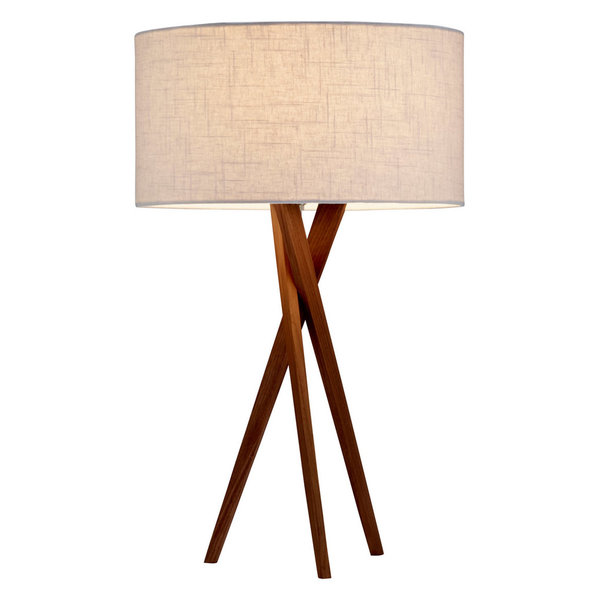 Brooklyn Wood Table Lamp in Walnut Walnut Table Lamp With Yellow Linen