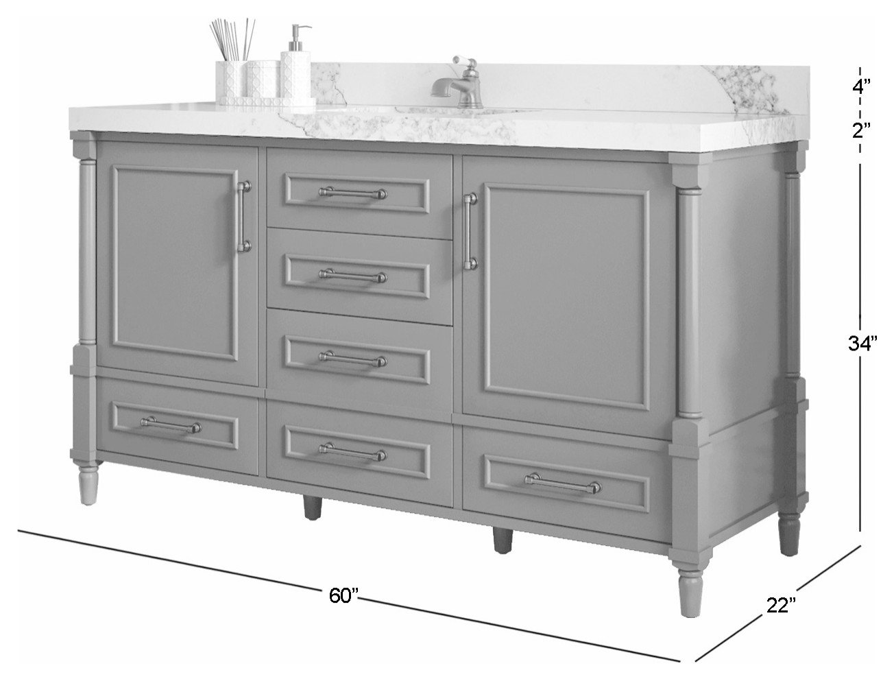 Aberdeen Bath Vanity, 60" Single - Traditional - Bathroom Vanities And Sink Consoles - by Willow ...