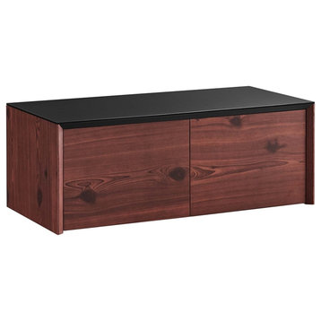 Modway Kinetic Wall-Mount Wood Office Storage Cabinet in Black/Cherry