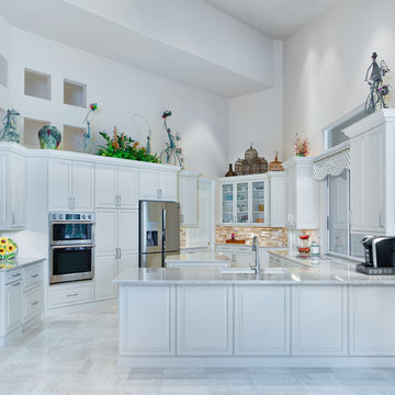 Bonita Bay, FL Transitional Kitchen and Entertainment Space