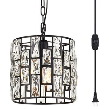 Crystal Hanging Lamp, Plug In, Swag, Cage Lighting