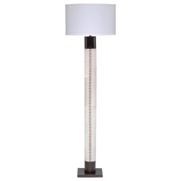 White Cow Hide and Oil Rubbed Bronze 70" Sheridan Floor Lamp