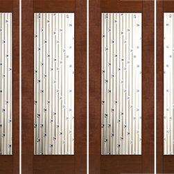 Prehung Prehung 2-1/4" Thick Mahogany Double Doors Sidelites Art Glass - Front Doors