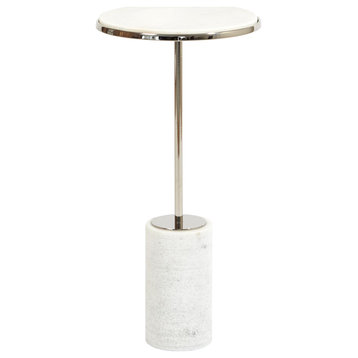 Short Cored Marble Table, Nickel