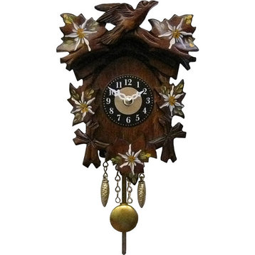 Engstler Battery-Operated Clock- White Flowers- Mini Size With Music/Chimes