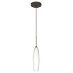 Besa Lighting - Besa Lighting 1XT-439507-BR Zumi - One Light Cord Pendant with Flat Canopy - The Zumi is a slender yet shapely handcrafted glass with a open top and bottom. Our Opal glass is a soft white cased glass that can suit any classic or modern decor. Opal has a very tranquil glow that is pleasing in appearance. The smooth satin finish on the clear outer layer is a result of an extensive etching process. This blown glass is handcrafted by a skilled artisan, utilizing century-old techniques passed down from generation to generation. The 12V cord pendant fixture is equipped with a 10' braided coaxial cord with Teflon jacket and a low profile flat monopoint canopy. These stylish and functional luminaries are offered in a beautiful brushed Bronze finish.  Canopy Included: TRUE  Shade Included: TRUE  Canopy Diameter: 5 x 0.63