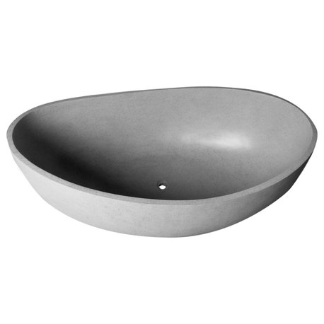 ALFI brand ABCO63TUB 63" Solid Concrete Gray Matte Oval Bathtub