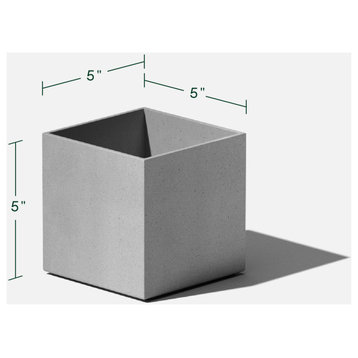 Veadek Geo Series Cube 5" Planter, Grey, 5 Inch, 2 Pack