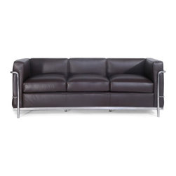 Le Corbusier LC2 Style Sofa Italian Leather Chocolate - Sofas