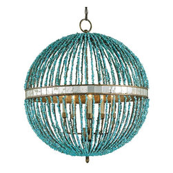 Currey and Company Alberto Orb 5 Light Chandelier in Cupertino/Turquoise - Products
