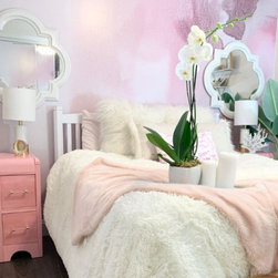 Girls Teen Bedroom, PInk Abstract Wall Mural, Removable Wall Mural, Vinyl Wallpa - Wallpaper