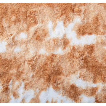 Faux Fur Orange Brown Euro Throw Pillow Cover, 26" X 26"