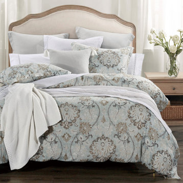3-Piece Dalia Floral Victorian Comforter Set, Super Queen