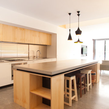 Concrete island benchtop with shadowline