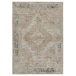 Jaipur Living - Vibe by Jaipur Living Emory Medallion Beige/ Light Blue Area Rug 4'X5'2" - Inspired by fine, handcrafted designs of Chobi rugs from Afghanistan, the Leila collection makes traditional beauty accessible. The Emory area rug features a distressed, medallion design in muted tones of taupe, blue, tan, gray, and cream. This polyester accent is durable and easy-to-clean, offering the perfect grounding accent to homes with pets or kids. This indoor rug works perfectly in high traffic areas such as living rooms, halls, entryways, and dining areas.