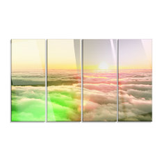 "Sunset on Hills Above Clouds" Metal Art, 4 Panels, 48"x28"