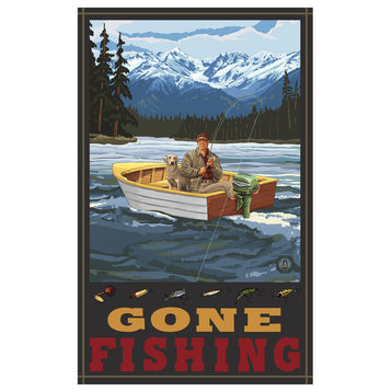Paul A. Lanquist Gone Fishing Fisherman in Boat Art Print, 24"x36"